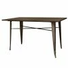 Promo 👍 AmeriHome Loft Rustic Gunmetal Metal Dining Table With Wood Top 🧨