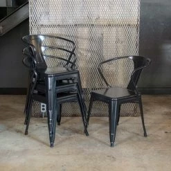 Promo 🛒 AmeriHome 4 Piece Loft Black Metal Dining Chair Set ⭐ -Home & Toys Online store 0001275 2
