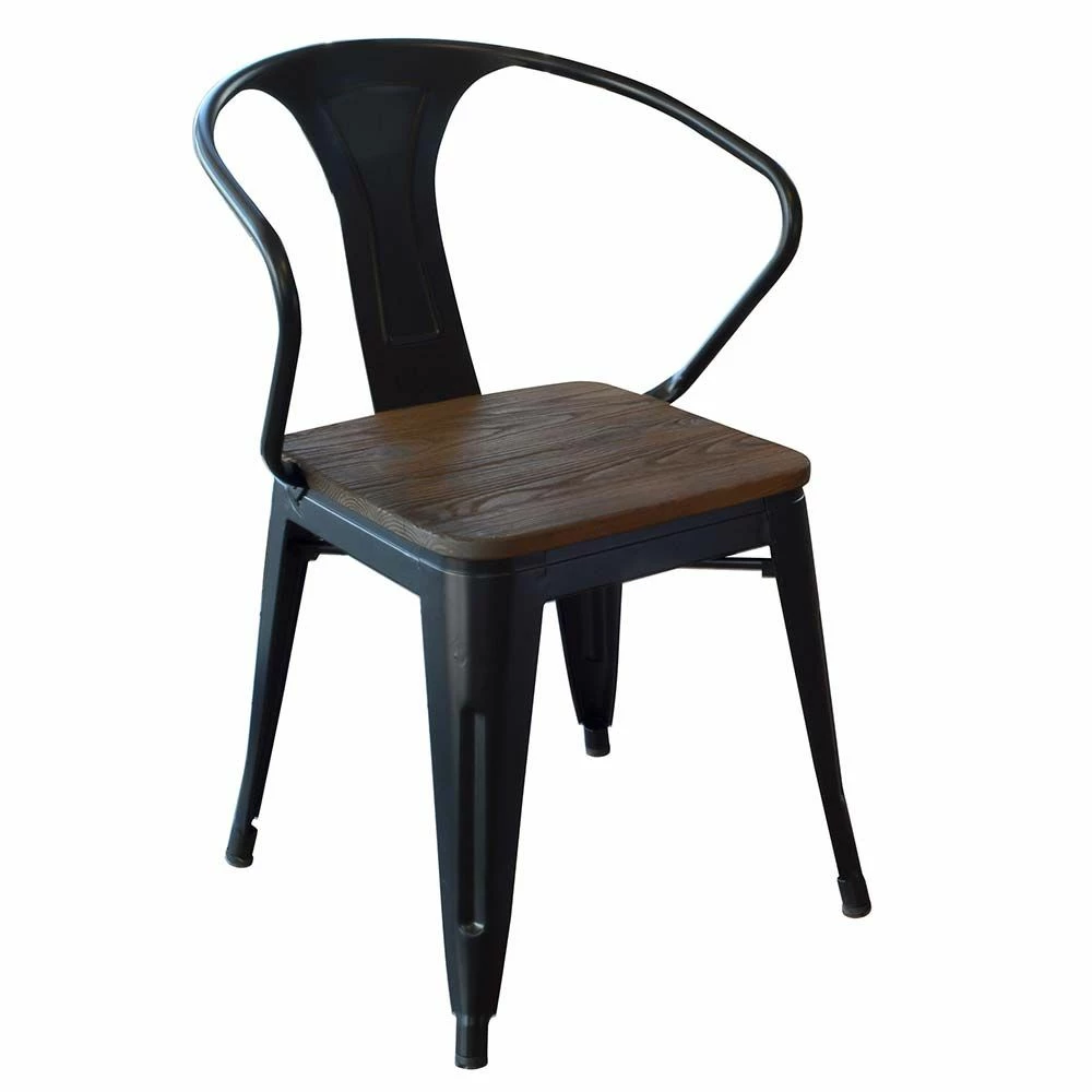 Outlet ๐ AmeriHome 4 Piece Loft Black Metal Dining Chair Set With Wood Seat ๐ 4 Outlet ๐ AmeriHome 4 Piece Loft Black Metal Dining Chair Set With Wood Seat ๐ - Image 2