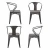 New 🥰 AmeriHome Loft Rustic Gunmetal 4 Piece Metal Dining Chair Set With Wood Seats ❤️