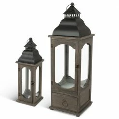 Flash Sale ๐ Everlasting Glow Set Of 2 Wood & Metal Lanterns โ๏ธ