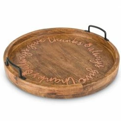 Buy 🔥 Lone Elm Studios Wooden Serving Tray With Copper Inlay Message ⭐