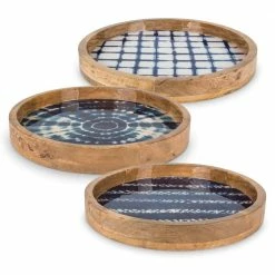 Best Sale ⭐ Lone Elm Studios Indigo Server Trays Set Of 3 🥰