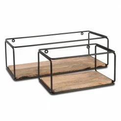 Best deal 🎉 Lone Elm Studios Mango Wood And Metal-Framed Shelving Units Set Of 2 ⌛