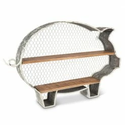 Budget 🔔 Lone Elm Studios Tin-Framed Wall Or Standing Pig Shelf 🎁