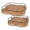 Promo ✔️ Lone Elm Studios Assorted-Size Clover-Shaped Wood Quatrefoil Trays Set Of 2 😍