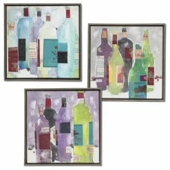 New ⌛ Lone Elm Studios Wine Bottle Prints Set Of 3 👍