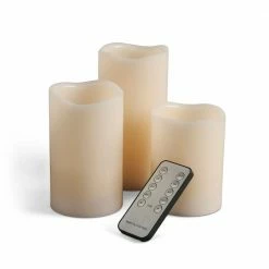 Best deal 🥰 Everlasting Glow Wavy LED Pillar Candle Set Of 3 ⭐